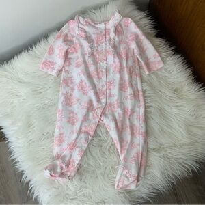 Little Me Pink Patterned Footie 6M